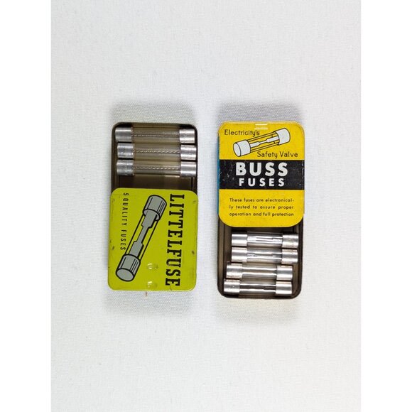 Vintage miniature tins steampunk pill boxes BUSS Fuses and LITTELFUSE, vintage - Picture 2 of 9